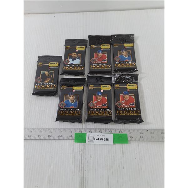(7) Sealed 1992-93 Score Pinnacle NHL Hockey Card Super Packs, Cannot Guarantee Authenticity
