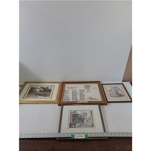 Lot of (5) Various Framed Prints, Largest is 13.5" x 16.5"