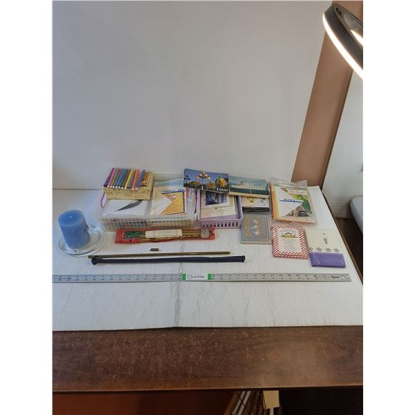 Assorted Craft , Letters, Postcards,  Flutes, Lighter, Candle