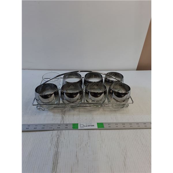 Silver Fade Roly-Poly Glasses/Tray - AS IS