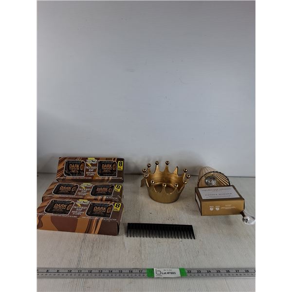 Candle Warmer, Crown Basket, Dark Temptation Face & Body Soap