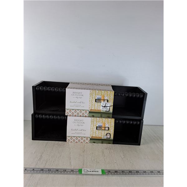 (2) Black Beaded Wall Bins- 20"x5"x5"