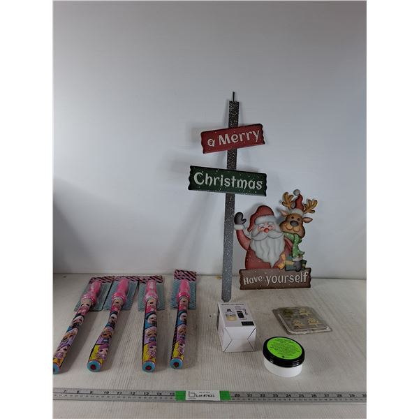 (5) Bubble Wands, Magnetic LED Light Bulb, Xmas Lawn Signs, Misc - PICK UP