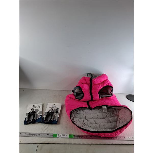 (2)Dog Nail Clippers & File, XXL Pink Dog Coat