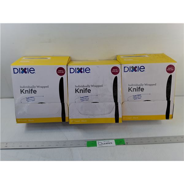 (3) Boxes of Dixie Plastic Knives- Appear New