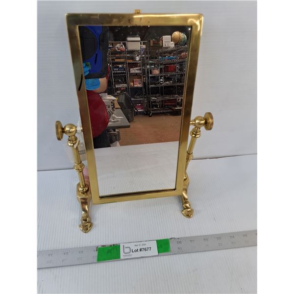Brass Two Sided Mirror with Stand 13.5" x 9" - PICK UP