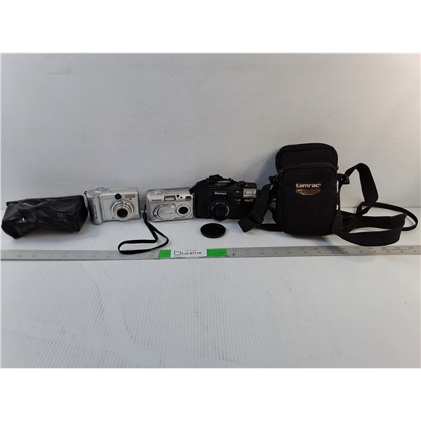 (3) Cameras- Mamiya, Fujifilm, Canon- As Is & (2) Cases- Cannot Ship