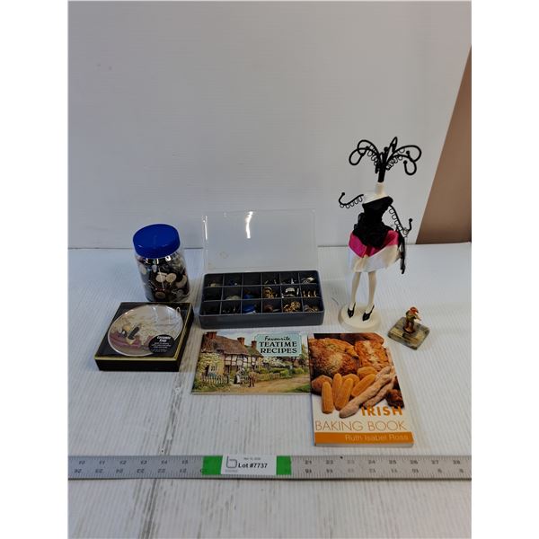 Assorted  - Buttons, Decor,  Cook Books,  Misc