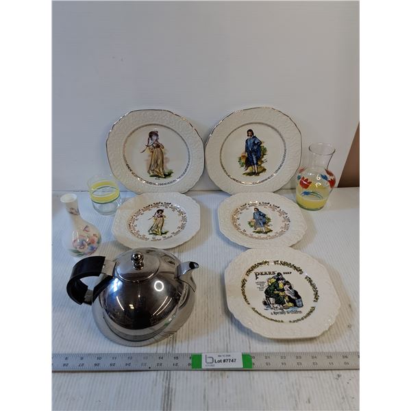 Assorted  - Collector Plates, Teapot,  Vase, Pitcher/Glass