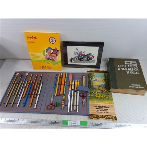 Kodak Photo Paper, Motor Light Truck & Van Repair Manual, Vintage Salesperson Sample Kit