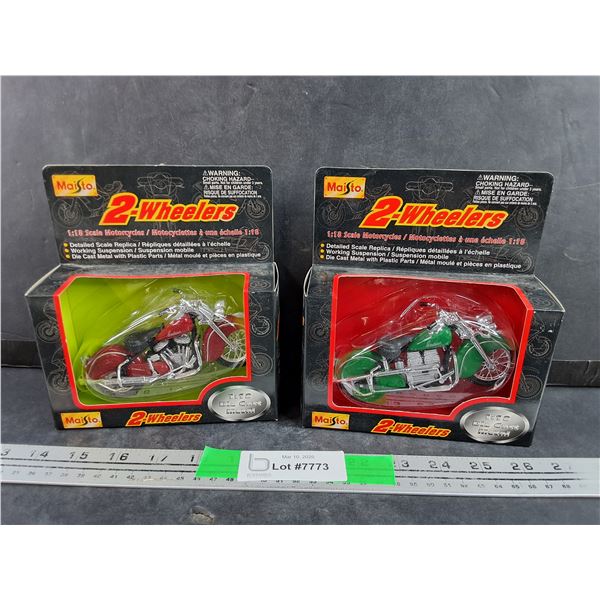 (2) Maisto 2 Wheelers Series 1:18 Scale Motorcycles