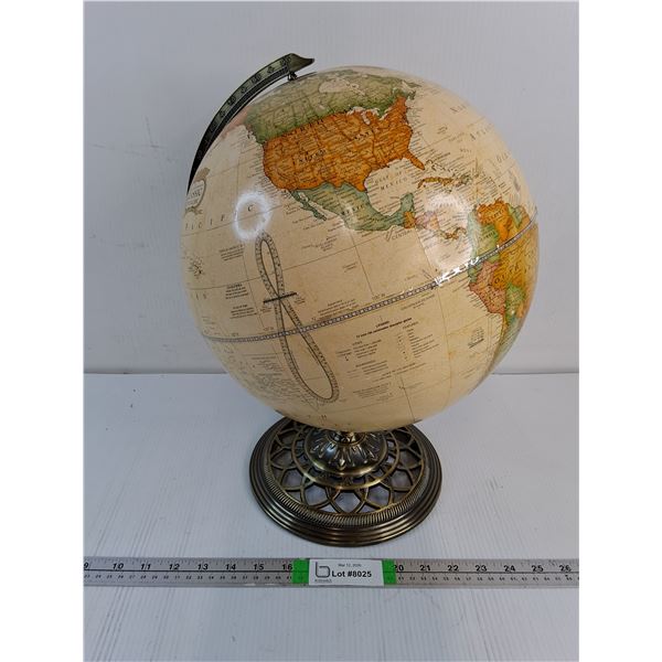 Decorative Gold-Toned Metal Based Desktop Globe-12" in Diameter - PICK UP