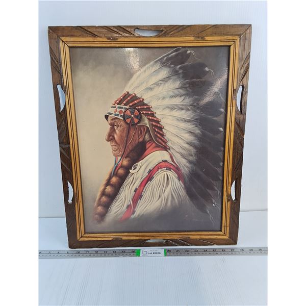 Vintage Z Garcia Indian Chief Warrior Framed Print-19"x23"