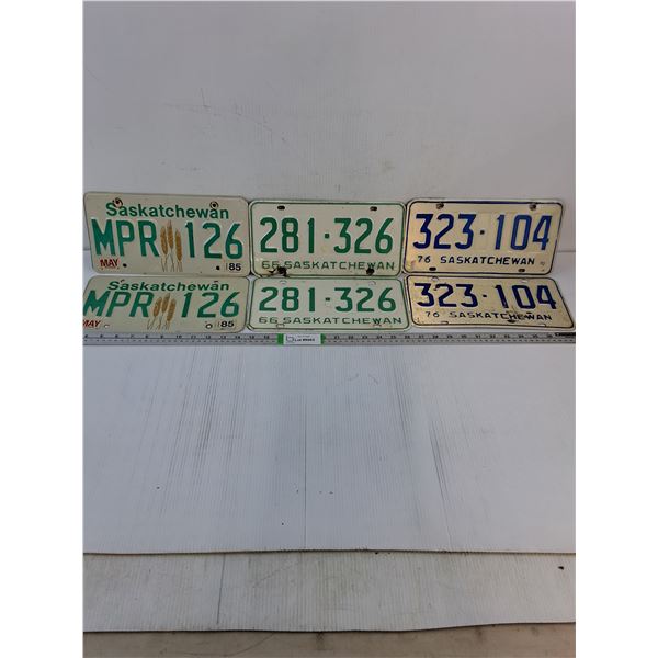 (3) Pairs of Saskatchewan License Plates