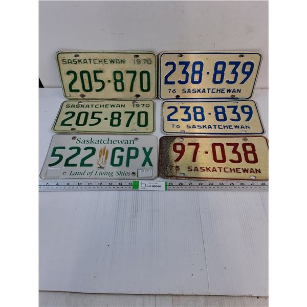 (2) Pairs and (2) Single Saskatchewan License Plates
