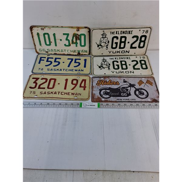 Vintage Pair of 1978 Yukon License Plates,(3) Saskatchewan and Riders Decor Plate