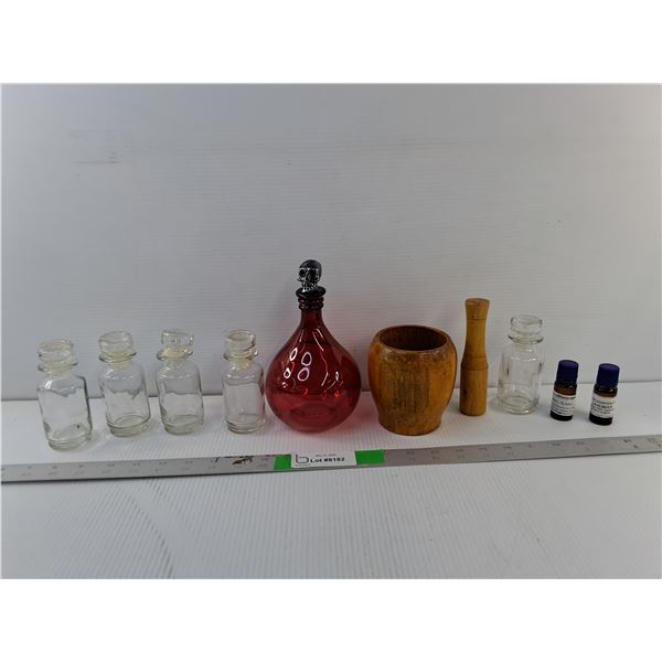 Apothecary Supplies- Essential Oils, Mortar & Pestle Set, Glass Bottles- Cannot Ship