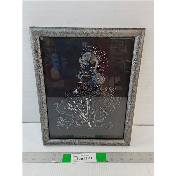 Etched Girl with Umbrella Wall Art 12" x 9.5"