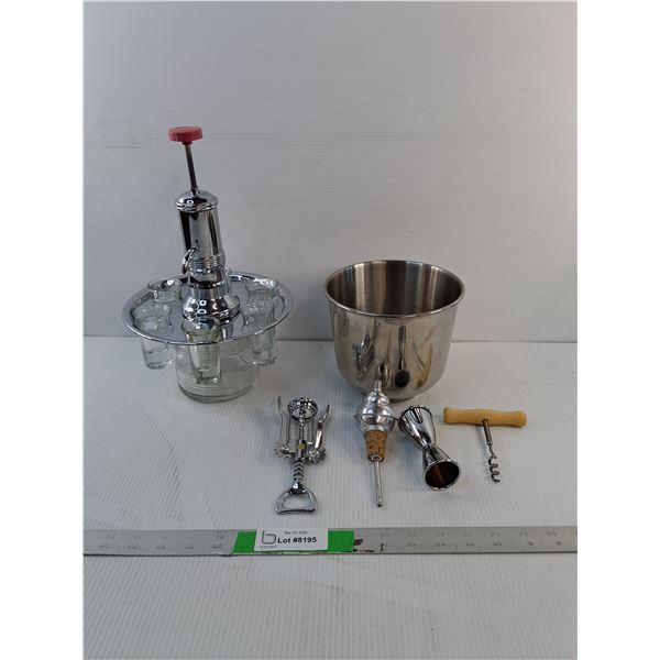 Carousel Dispenser Set, Ice Bucket & Bartending Tools - PICK UP
