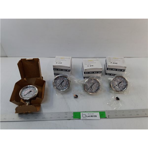 (4) NOS Pressure Gauges