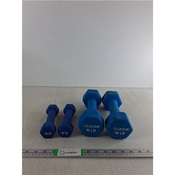 (2) Sets of Gozone Dumbbells 2lbs & 10lbs ( cannot ship)