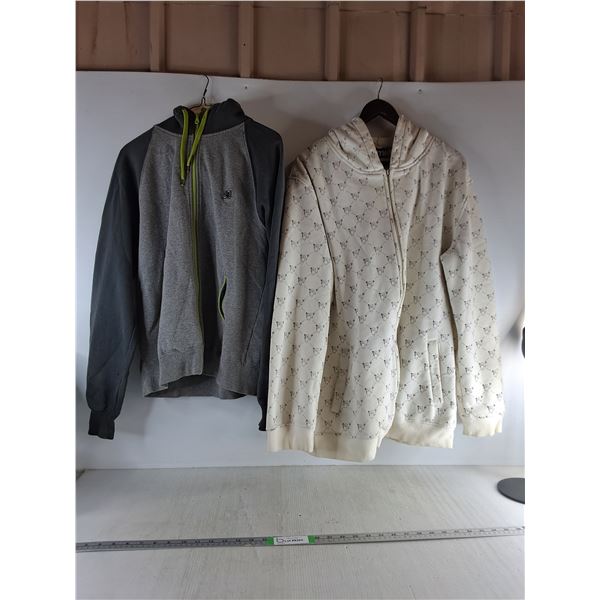 (2) Sweaters (white one zipper stuck)- DC & Nomis