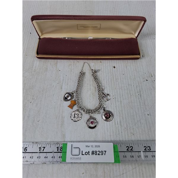 Charm Bracelet w/ (6) Charms, (3) Sterling Sliver