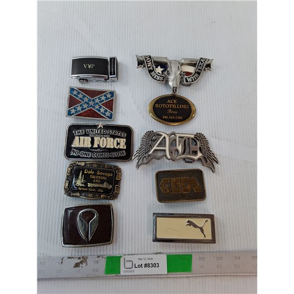 (10) Belt Buckles- Playboy, U.S. Air Force, Puma, Misc.