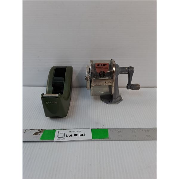 Vintage Scotch Tape Dispenser & Giant Pencil Sharpener