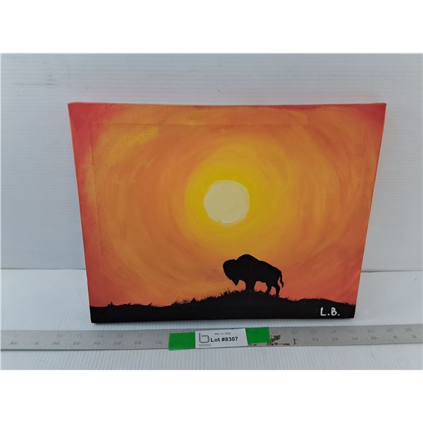 Buffalo Painting on Canvas 14" x 10.75"
