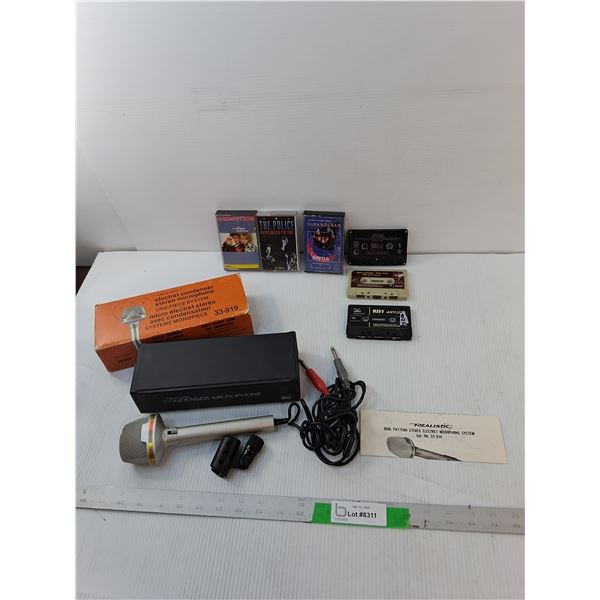 (6) Cassette Tapes- Duran Duran, The Police, John Lennon, Misc. & Realistic Condenser Microphone