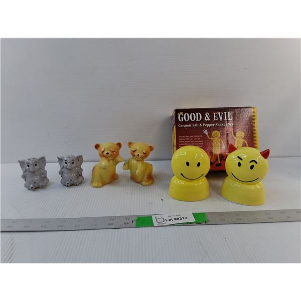 (3) Ceramic Salt & Pepper Shaker Sets Up to 4"