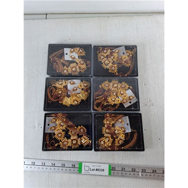 (6) Set of Gold Tone Fashion Jewelry- Necklace & Earrings