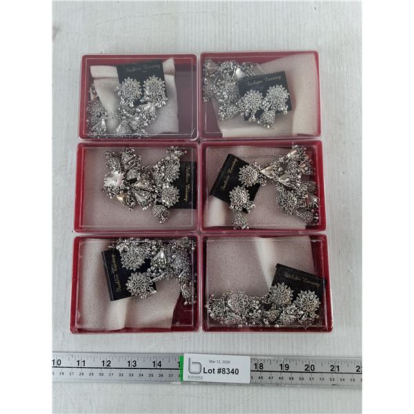 (6) Sets of Silver Tone fashion Jewelry- Necklace & Earrings