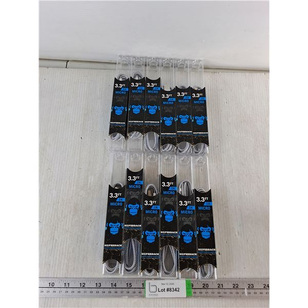 (12) USB Silverback Heavy Duty High Speed Micro 2A Cable- NIB