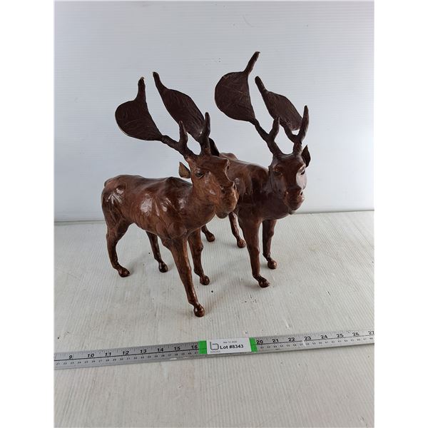 (2) Leather Covered Moose