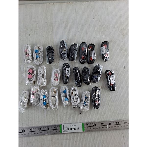 (24) Set of Ear Bud Headphones- Phones, Computers etc, Sealed