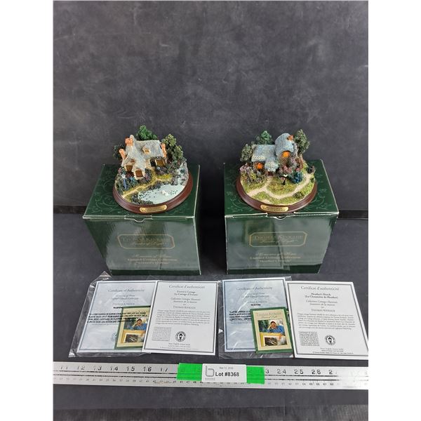 (2) Thomas Kinkade Lighted Cottage Collection - Everetts Cottage & Heather's Hutch
