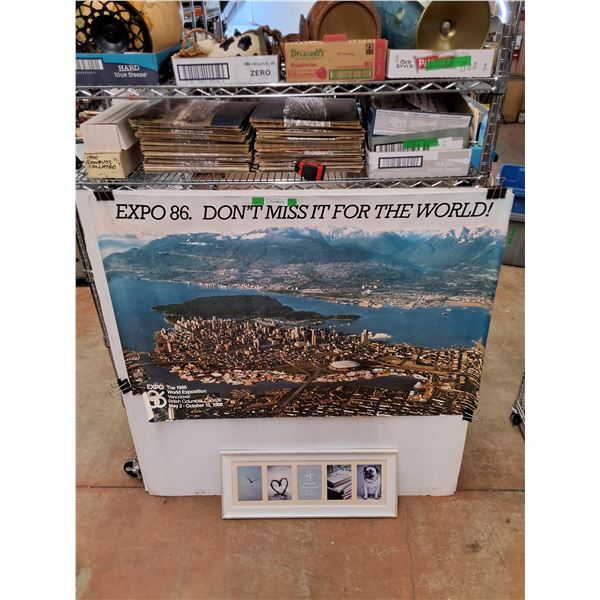 Expo '86 Vancouver Poster 46" x 32", Picture Frame 26" x 11"