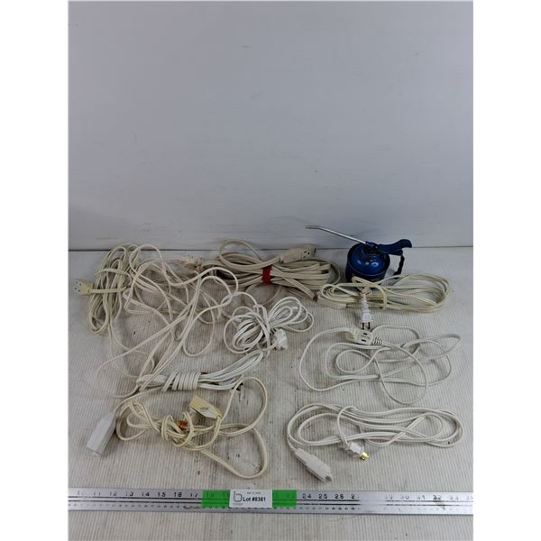 Oil Can, (9) Extension Cords - Approx 3', As Is