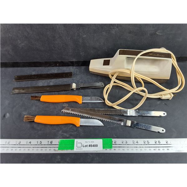 Vintage Moulinex Electric Carving Knife w/Accessories - Powers On, As Is