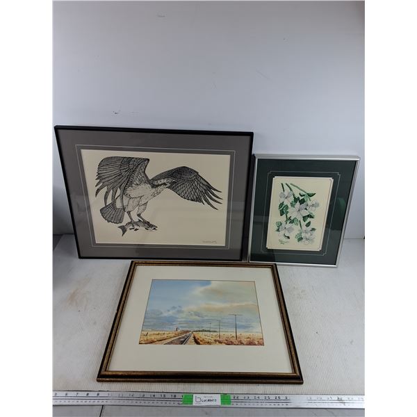 (3) Framed Pictures 16" x 12" - 20" x 16"