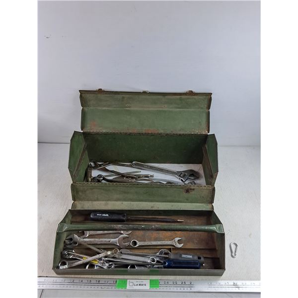 SK Metal Tool Box 20" x 8" x 9", Wrenches, Vise Grips, Screwdrivers, Misc - PICK UP ONLY