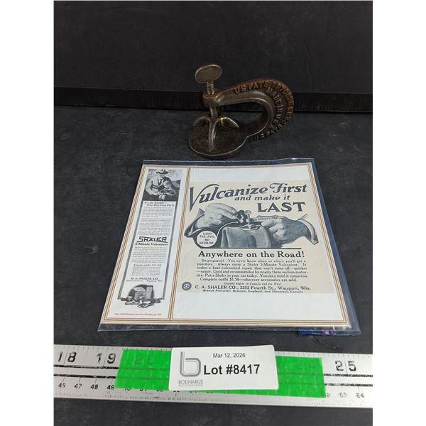 Vintage 1930s Shaler Portable Tire Tube Vulcanizer
