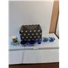 Image 1 : Assorted  - Glassware,  Colored Glass Cream/Sugar Set, Candle Holders