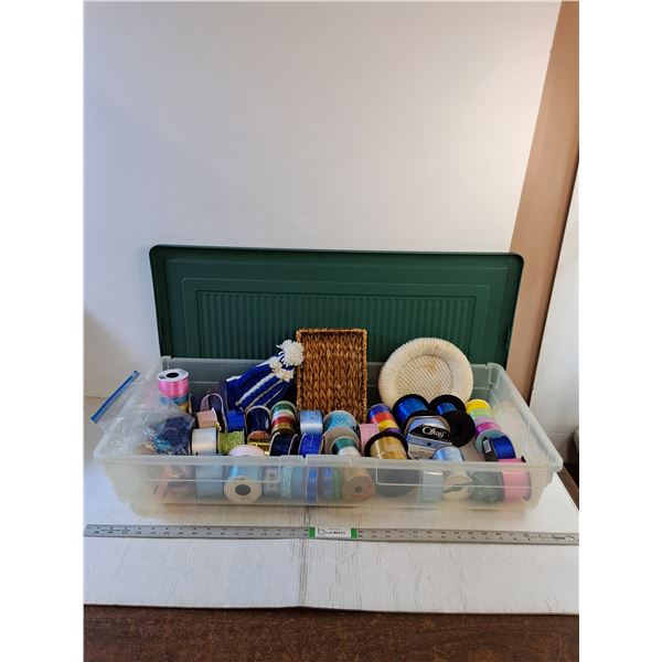 Assorted  - Craft Supplies (Ribbon, Etc), Bin (33 1/2" x 16" x 7")-Cannot Ship