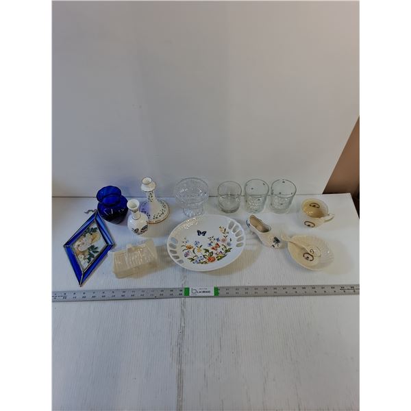 Assorted- Vintage Ceramic Tableware, Candle Holders,  Butter Dishes, Stain Glass,  Decor