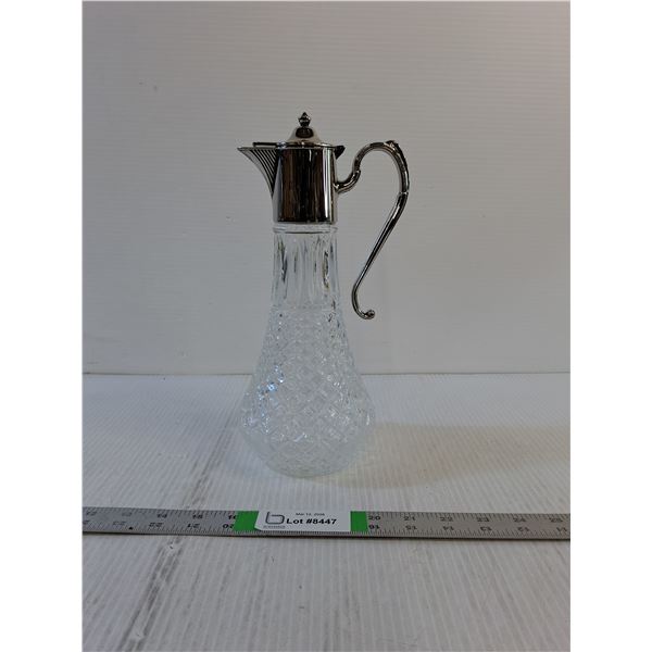 Vintage Cut Glass, Silver Plated Pitcher -  11 1/2" Tall