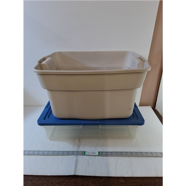 * Storage Containers- One Missing Lid. Lrg - 23 1/2"x 8" x 12" -Sm w/Lid 23"x17" x 6" - Cannot Ship