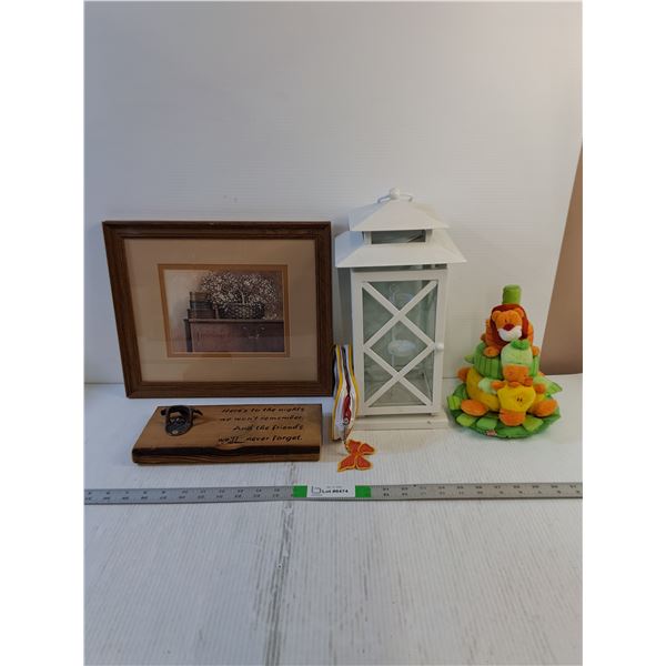 Assorted Decor  - Painting (Arnie Fisk), Tea Candle 'Lantern', Misc.